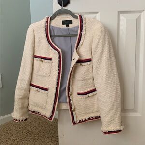 J. Crew White and Navy Blazer with Red Accents